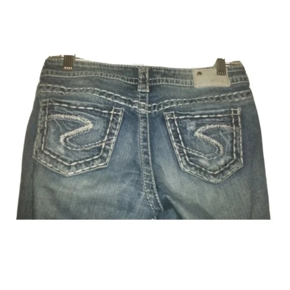 Silver Aiko Jeans Denim Women's Embellished Pockets Size 26